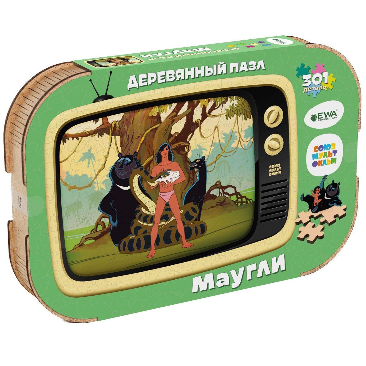 Деревянный 3D пазл Маугли 40x27 см 2