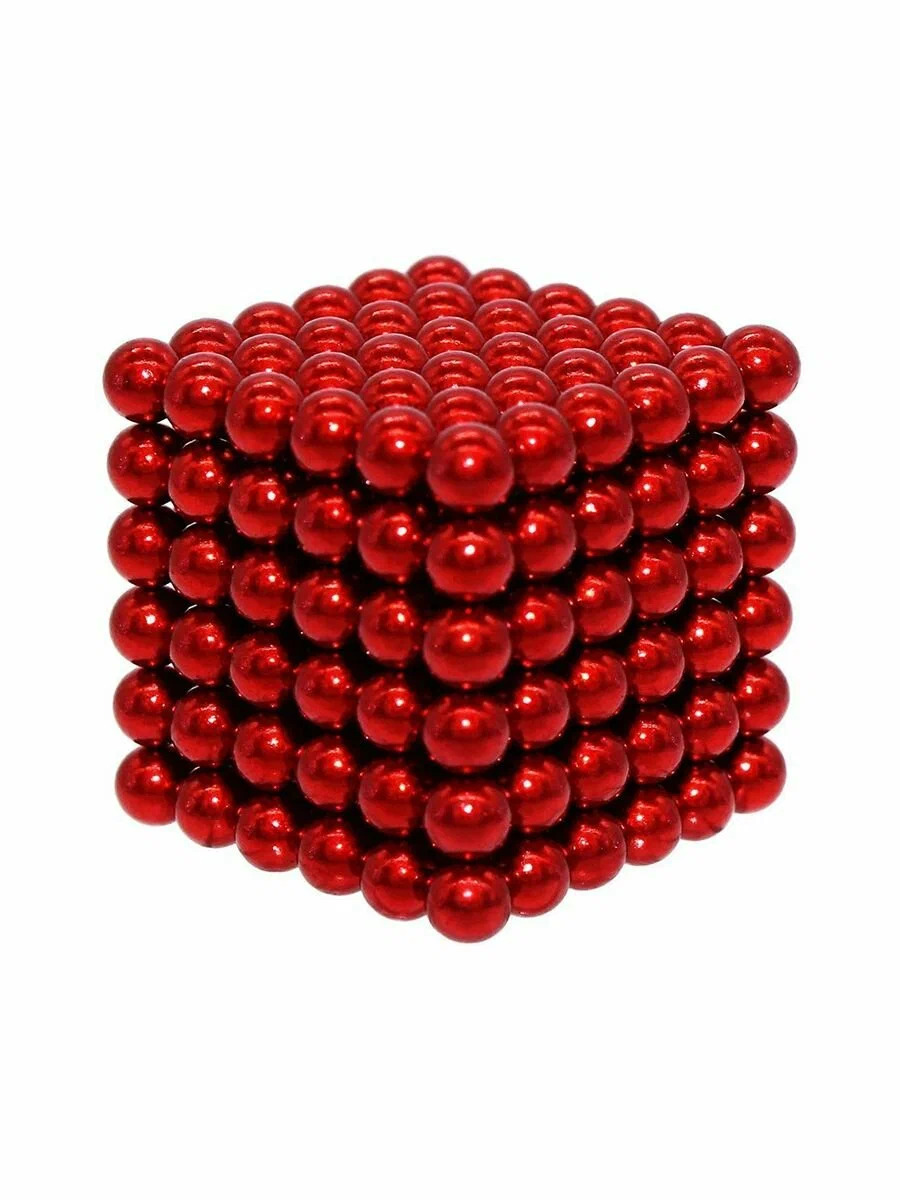 Магнитный куб Magnetic Cube, красный, 216 шариков, 5 мм 2