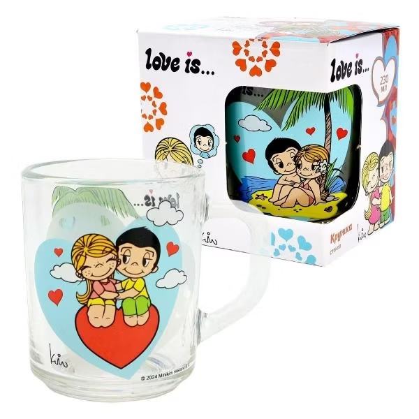 Кружка "Love is..." Модерн (в подарочной упаковке), 230 мл, стекло