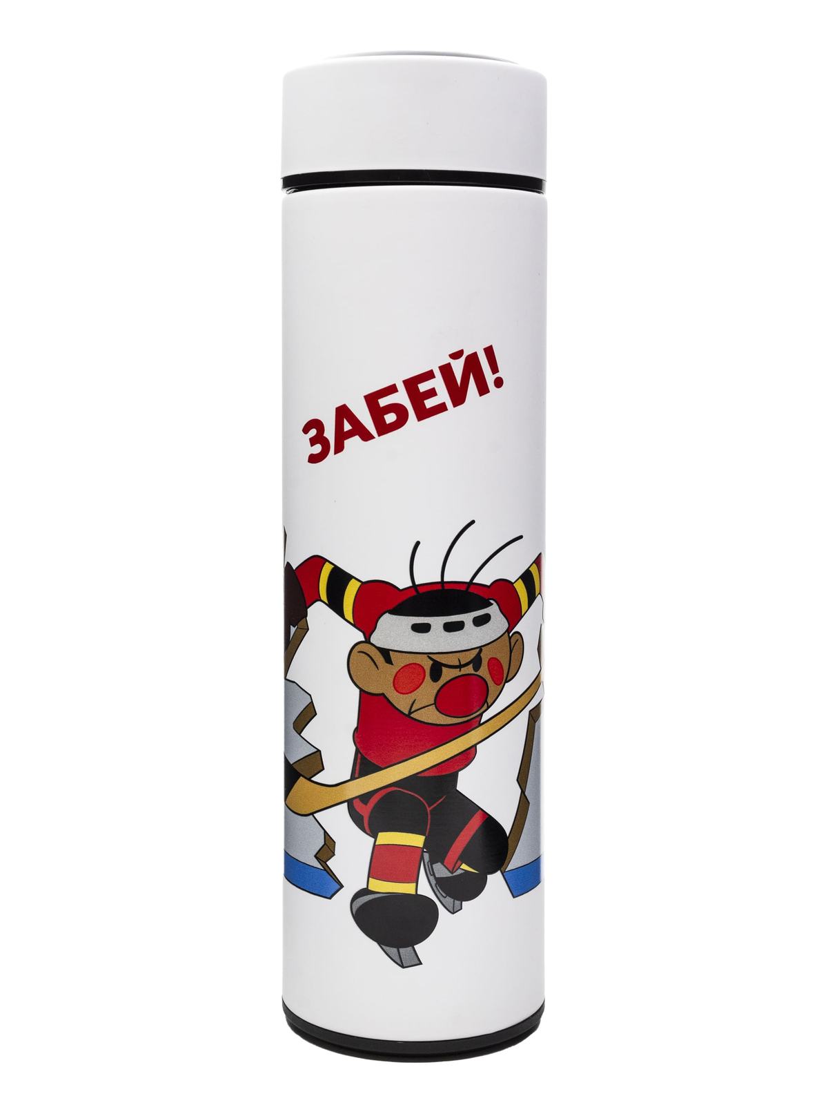 Термос с ситечком Percola, белый, Шайбу! Шайбу!