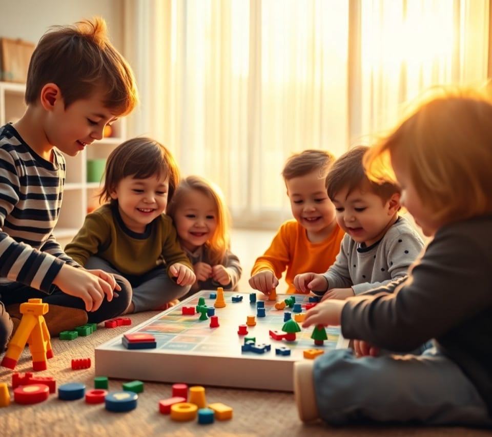 Дети играют в настольную игру